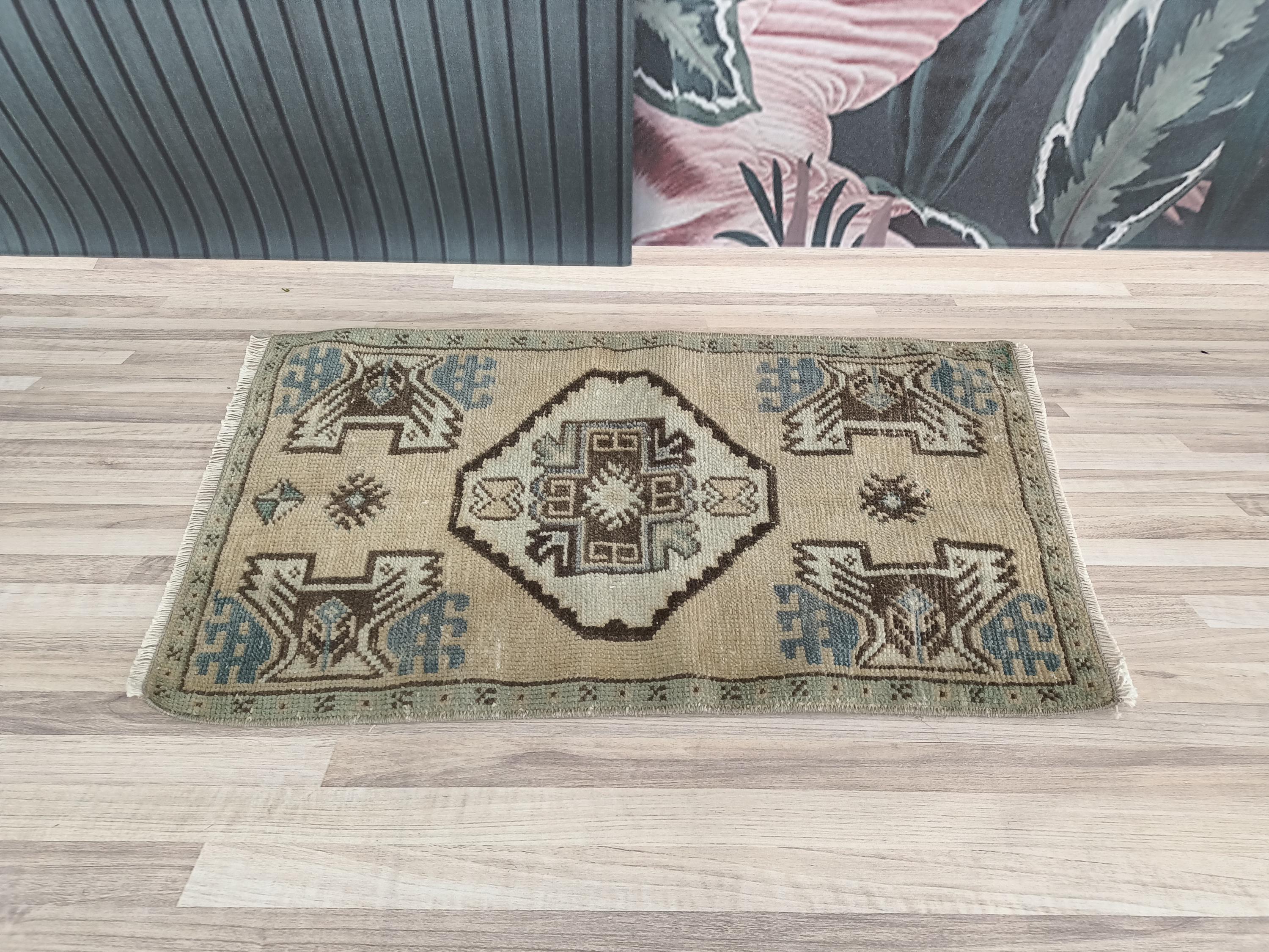 伝統的なラグ、トルコの小さなラグ、エスニックラグ、玄関用ラグ、バス