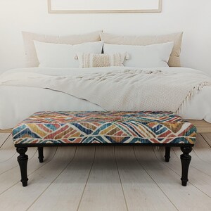 Otomana tapizada, mesa de centro de madera, banco de comedor moderno, banco reposapiés, banco con cojín, banco de esquina, mesa bohemia, BENCH 884 imagen 15