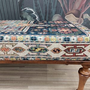 bedroom ottoman bench, wood bench, boho chair, dining table bench, ottoman bench seat, turkish rug bench, long ottoman bench, BENCH 160