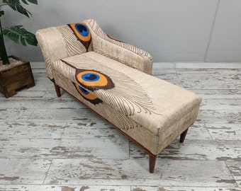 Storage Chaise Lounge, Lazy Chair, Peacock Chair, Upholstered