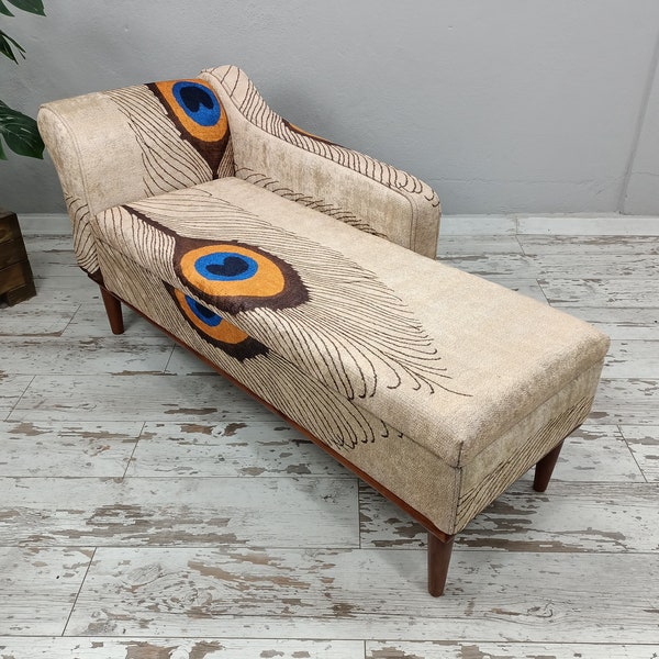 Storage chaise lounge, Lazy chair, Peacock chair, Upholstered daybed, Boho sofa bed, Dressing chair, Lounger sofa, Window seat, SOFA 85