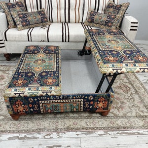 Multifunctional Table, Handmade Upholstered Storage, Foldable Table, Laptop Desk, Altar Table, Low Table, Storage Coffee Table, CT 160