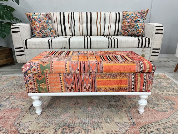 Handmade Furniture Hippie Bench Orange Ottoman Altar Table Storage Bench Sofa Side Table Storage Footstool Console Bench ST 883 Etsy UK
