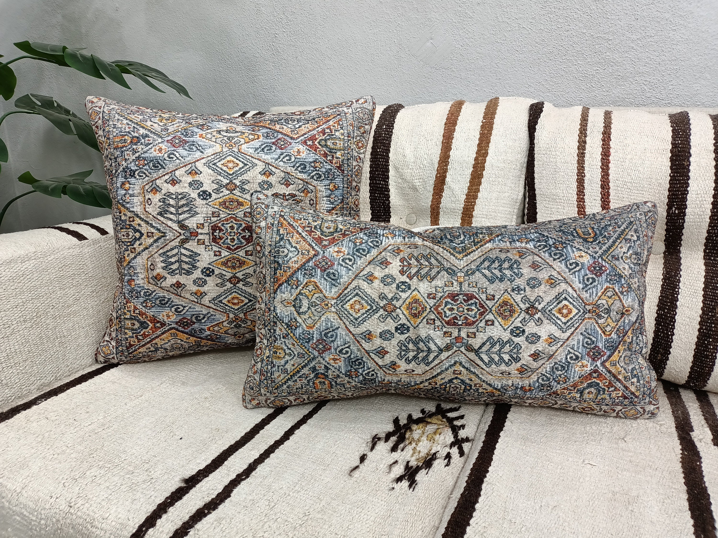 Lumbar Pillow Boho Throw Pillow With Tassels Spring Pillow -  UK