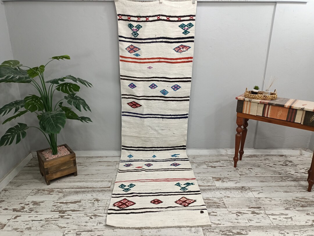 Hm Rug Kelim Embroidered Kilim Rug, Hemp Kilim Rug, Vintage Runner Rug, Hand Woven ...