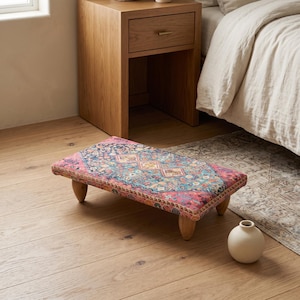 Otomana para cama, taburete, taburete hecho a mano, atril de lectura, banco tapizado, taburete reposapiés, reposapiés, silla baja, puf de suelo, 40