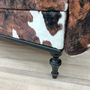 Cowhide pattern bench, Space saving bench, Fainting bench, Bench with arms, Ottoman storage, Furry bench, End of bed bench, ST COW-2