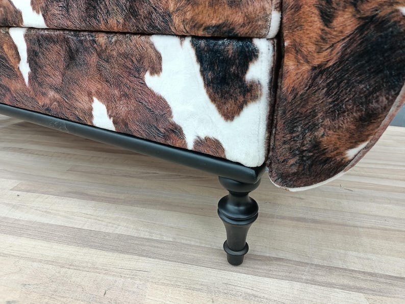 Cowhide pattern bench, Space saving bench, Fainting bench, Bench with arms, Ottoman storage, Furry bench, End of bed bench, ST COW-2