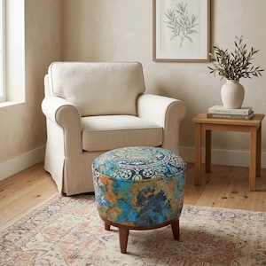 Vanity Stool, Dressing Table Stool, Bean Bag Ottoman, Boho Stool, Accent Chair, Turkish Stool, Round Pouf, Button Bench, Footstool, FS 875