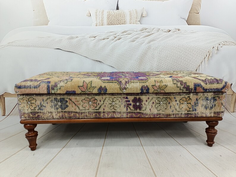 bedroom storage, entry bench, shoe storage, bohemian bench, handmade furniture, ottoman bench, footstool bench, boho bench, ST 18x48 225