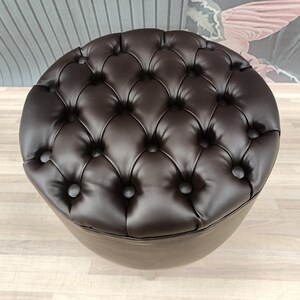 Pouf ottoman, Chesterfield stool, Leather stool, Barrel stool, Pub stool, Foot rest stool, Upholstered bench, Cocktail stool, FS KM-25