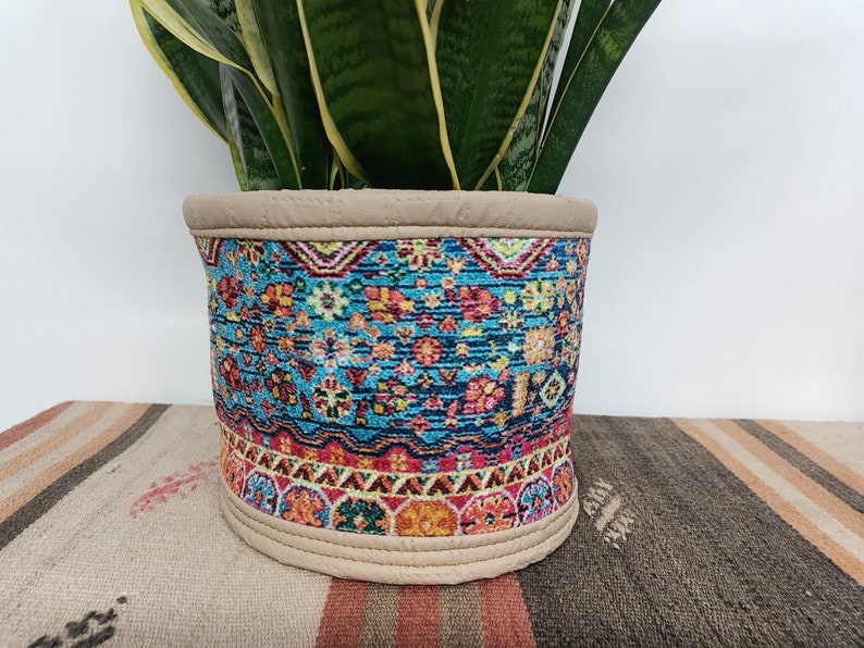 basket for plant pots, planter cover, blue plant pot, plant pot cover, bohemian basket, modern planter, hanger basket, plant holder, PTB 40 image 4