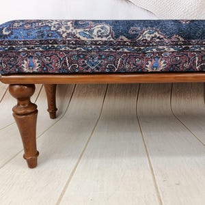 Handmade Furniture, Upholstered Bench, Hallway Bench, Wooden Coffee Table, Boho Chair, Kitchen seat, Navy rug Bench, Footstool , Bench 876 image 3