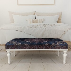 Handmade Furniture, Upholstered Bench, Hallway Bench, Wooden Coffee Table, Boho Chair, Kitchen seat, Navy rug Bench, Footstool , Bench 876 image 11