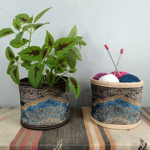 boho plantenbakken, katoenen plantenpot, gotische opberger, bureaumand, ronde mand, bloempothouder, mandplanter, plantenbak, PTB 867