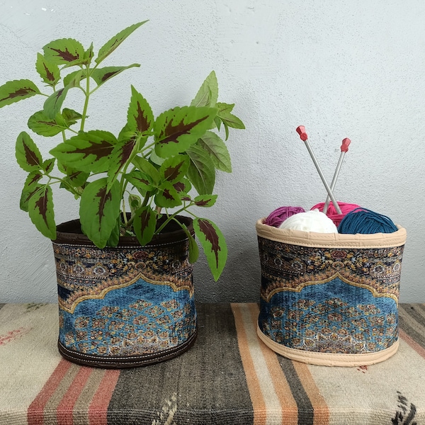 bohemian planters, cotton plant pot, gothic storage, desktop basket, round basket, flower pot holder, basket planter, planter box, PTB 867