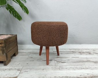 Ottoman chair, Brown footstool, Teddy chair, Vanity bench, Round pouf, Make up stool, Farmhouse bench, Floor chair, Footrest bench, FS 1031