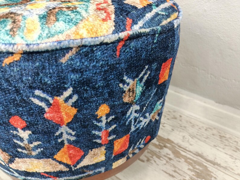 Klavierbank, gepolsterter Fußhocker, Barhocker, runder Pouf, Ottomanenhocker, Schminktischstuhl, Eingangsbank, Knopfbank, Garderobenbank, FS 163 Bild 9