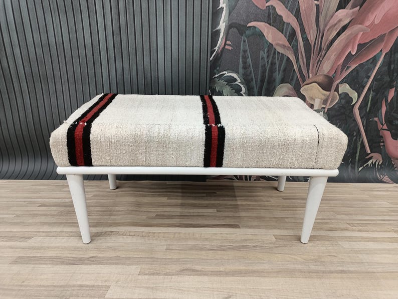 Ottoman Bench, Bedroom Furniture, Hallway Bench, Kilim Rug Bench, Accent Bench, Entryway Bench, Dining Bench, 18x18x36'', BENCH 1038