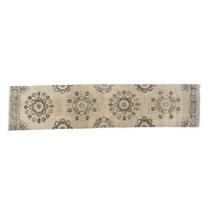pastel vintage rug, aisle runner rug, ornate rug, handmade runner rug, turkish rug, stairway rug, organic wool rug,  3x12.8 ft, VT 5766