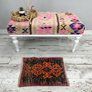 oppervlakte vloerkleed, Turks tapijt, boho tapijt, antiek tapijt, decoratief tapijt, vintage tapijt, oushak tapijt, boho tapijt, rustiek tapijt, 1.3 x 1.7 , VT- 1659