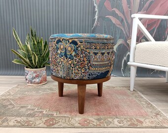 Vanity chair, Handmade furniture, Upholstered footstool, Ottoman bench, Footrest bench, Piano bench, Hallway bench, Frontdoor stool, FS 867