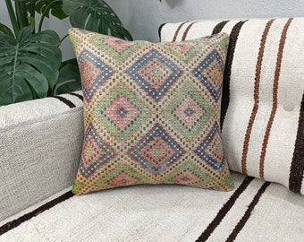 decorative pillow, ikat rug pillow, colorful cushion, boho throw pillow, soft bedding lumbar, king size pillow, couch pillow case, PT 250