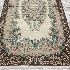 botanical rug, handmade wool rug, multicolor rug, turkish oushak rug, foyer rug, rug for gift, vintage rug, amazing rug, 3.8x6.9 ft, VT 764