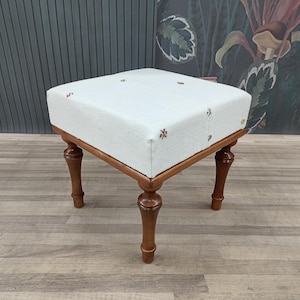 Handmade Furniture, Dressing Table Bench, Footstool Bench, Coffee Stool, Porch Chair, Kilim Rug Bench, Floor Chair, Boho Bench, VT 994 18x18