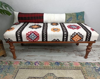 pillow for bed, oushak kilim pillow, bedding pillow, lumbar pillow, vintage pillowcase, woolen pillow case, 8x48 inches pillow, 8-48VT 173