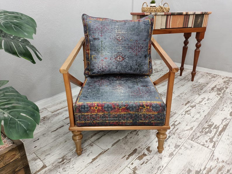 Desk chair, Retro armchair, Accent chair, Kitchen chair, Relaxing chair, Handmade armchair, Gray sofa, Farmhouse chair, SOFA 107 Natural