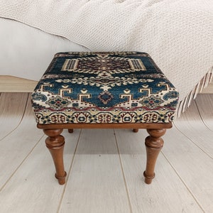 make up stool, footstool bench, tv chair, rest stool, kilim bench, ottoman bench, upholstered bench, boho furniture, VT 1024 18x18