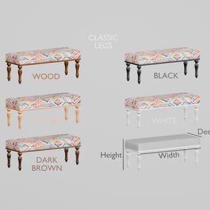 Upholstered Ottoman, Wooden Coffee Table, Modern Dining Bench, Footstool Bench, Bench With Cushion, Corner Bench, Boho Table, BENCH 884