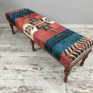 Bench for Bedroom, Dining Room Bench, Upholstered Bench, Ottoman Bench, Long Bench, Bohemian Bench, Living room sofa, 18x18x60 &#39;&#39;, BENCH 58