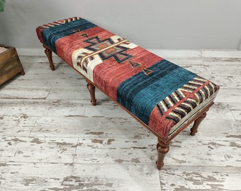 Bench for Bedroom, Dining Room Bench, Upholstered Bench, Ottoman Bench, Long Bench, Bohemian Bench, Living room sofa, 18x18x60 '', BENCH 58
