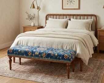 Taburete otomano, banco alfombra Oushak, banco alfombra turco, asiento largo, asiento para dormitorio, banco para piano, muebles hechos a mano, decoración bohemia, BANCO 57