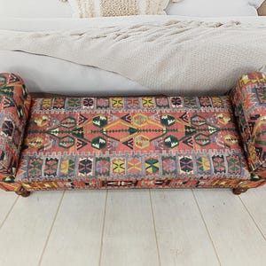 Armed Ottoman Bench, Living Room Bench, Upholsterd Sofa Couch, Handmade Furniture, Hallway Bench, Storage Bench, Yoga Seat, ST 18x51 881 image 8