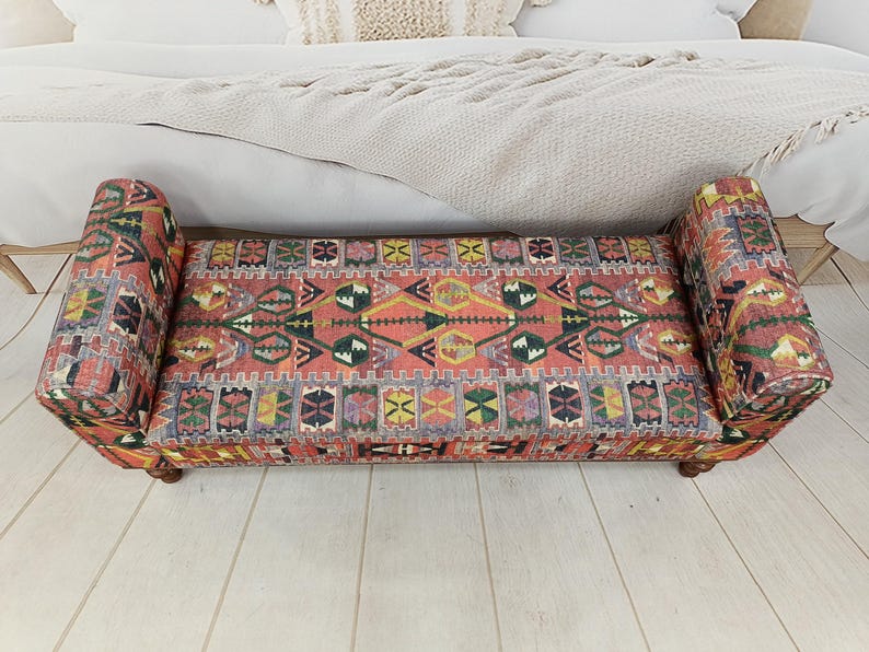 Armed Ottoman Bench, Living Room Bench, Upholsterd Sofa Couch, Handmade Furniture, Hallway Bench, Storage Bench, Yoga Seat, ST 18x51 881 image 8