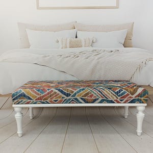 Otomana tapizada, mesa de centro de madera, banco de comedor moderno, banco reposapiés, banco con cojín, banco de esquina, mesa bohemia, BENCH 884 imagen 14