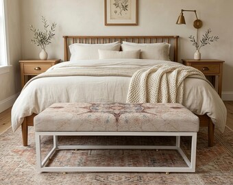 Bohemian bench, End of bed bench, Vanity bench, Foyer bench, Hallway bench, Piano bench, Covered bench, Accent bench, Coffee table, MTL 153