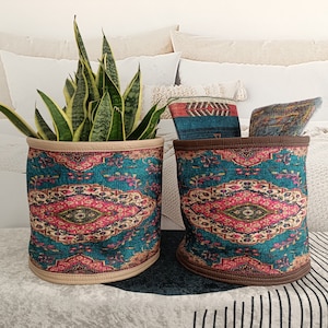 basket planter, decorative rug, big planter, planters pot, blanket basket, bohemian organizer, plant holder, handwoven basket, PTB 405-2