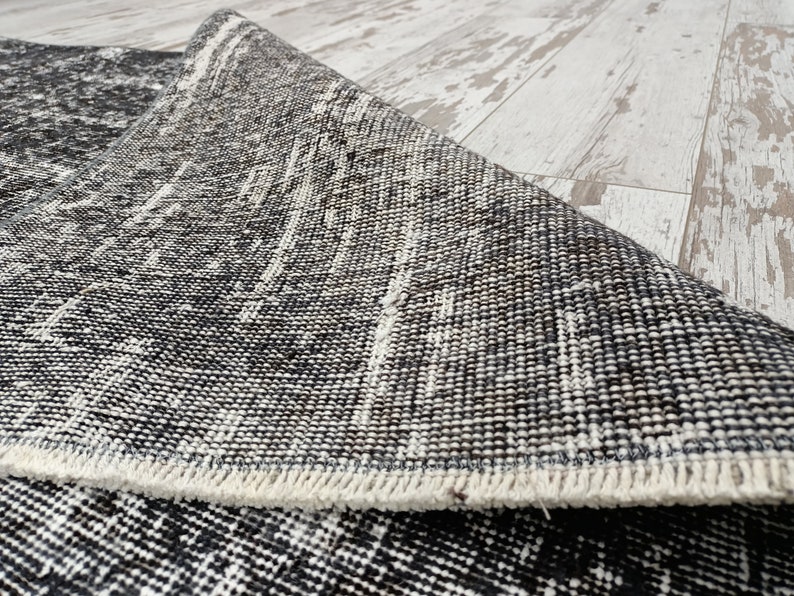 bohemian rug, turkish gray rug, distressed rug, oushak area rug, overdyed rug, handcrafted rug, vintage rug, wool rug, 4.8 x 7.9 ft, VT 3333 image 10