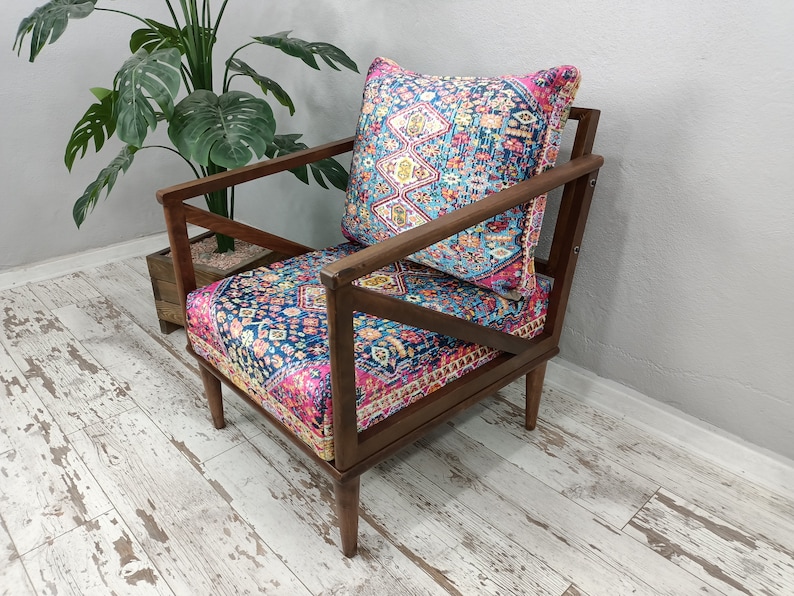 cocktail chair, bohemian armchair, accent chair, reading chair, lounging chair, handmade furniture, retro chair, rocking chair, SOFA 40 image 4