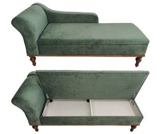 Sage green sofa, Chaise lounge sofa, Single sofa, Lounger sofa, Living room sofa, Wood work sofa, Sofa with storage, Upholstered loveseat