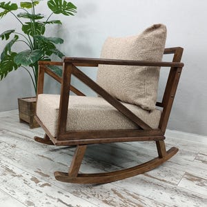 Mecedora artesanal, silla de madera maciza, silla cómoda, muebles de patio, silla de interior y exterior, silla de dormitorio, silla de descanso, RC 1033 imagen 2