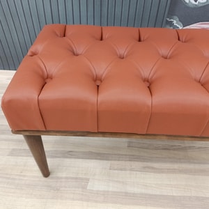 Leather ottoman bench, Chesterfield bench, Sofa bench, End of bed bench, Pub bench, Accent bench, Coffee table bench, Shoe bench, 18x18x36 "