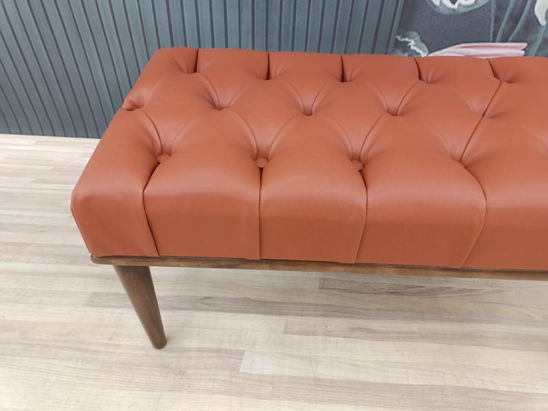Leather ottoman bench, Chesterfield bench, Sofa bench, End of bed bench, Pub bench, Accent bench, Coffee table bench, Shoe bench, 18x18x36 "