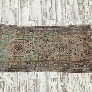 pastel vintage rug, ornate rug, oushak wool rug, worn rug, bed side rug, turkish wool rug, oriental rug, authentic rug, 3.2x6.1 ft, VT 5966