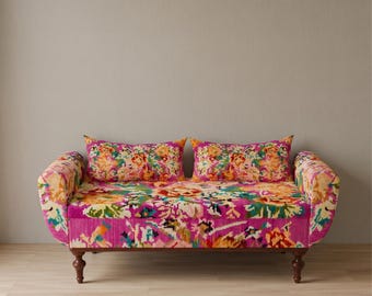 Pink ottoman bench, Storage seat bench, Resting bench, Functional bench, Upholstered bench, Armed bench, End of bed bench, ST 1019-2
