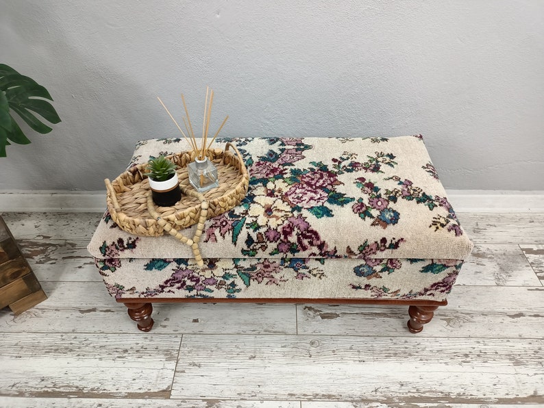 Ottoman Storage Vintage Rug Bench Kitchen Chair End Table Etsy